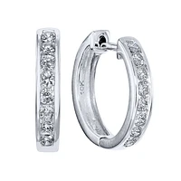 Hoop Channel Set Diamond Earrings in 10K White Gold (0.15ct tw)