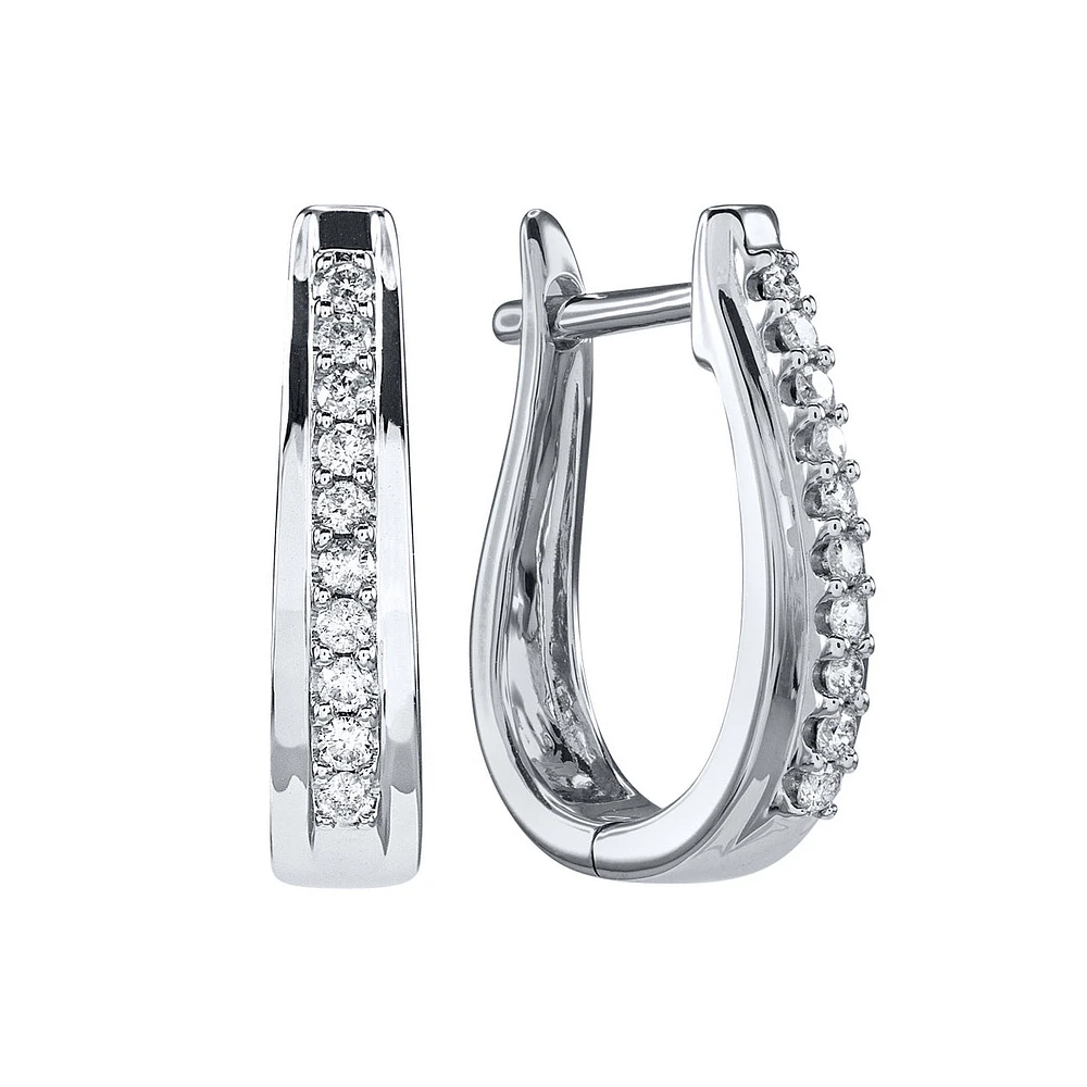 U-Hoop Diamond Earrings in 10K Gold (0.25 ct tw