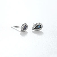 Pear Shape Sapphire Earrings in 10K White Gold