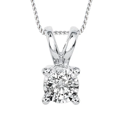 10K White Gold Diamond Pendant Necklace (0.10 ct tw)