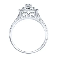 Double Halo Engagement Ring 14K White Gold (0.82ct tw)