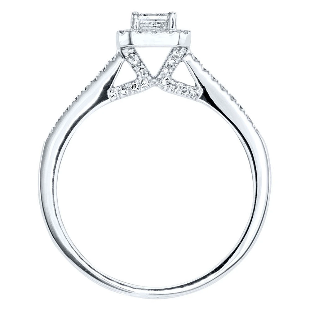 Emerald Cut Halo Diamond Engagement Ring 14K White Gold (0.80 ct tw