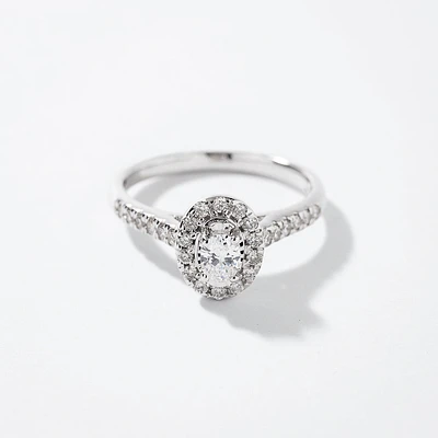 Oval Cut Diamond Engagement Ring 10K White Gold (0.50 ct tw)