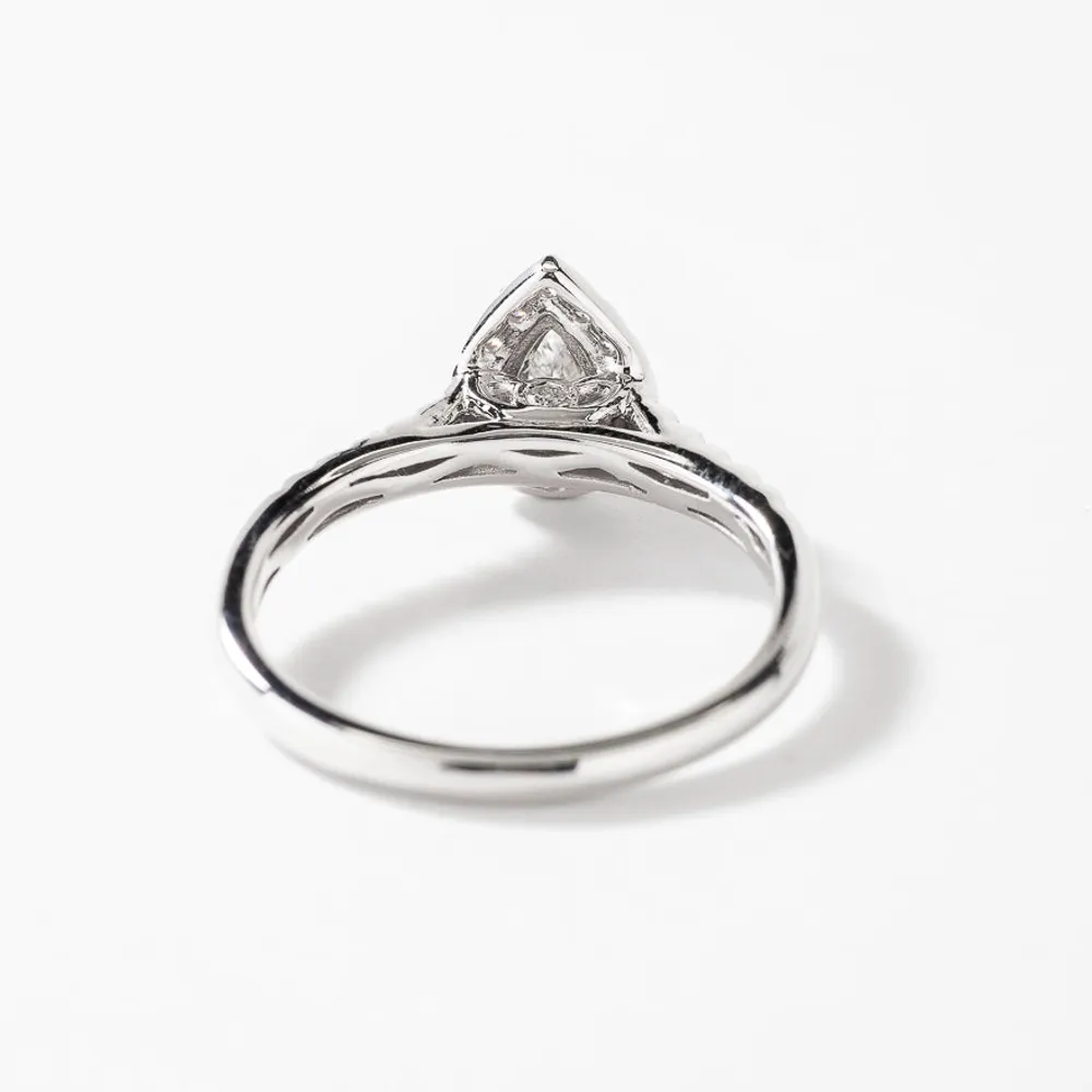 Pear Shaped Diamond Engagement Ring 10K White Gold (0.50 ct tw)