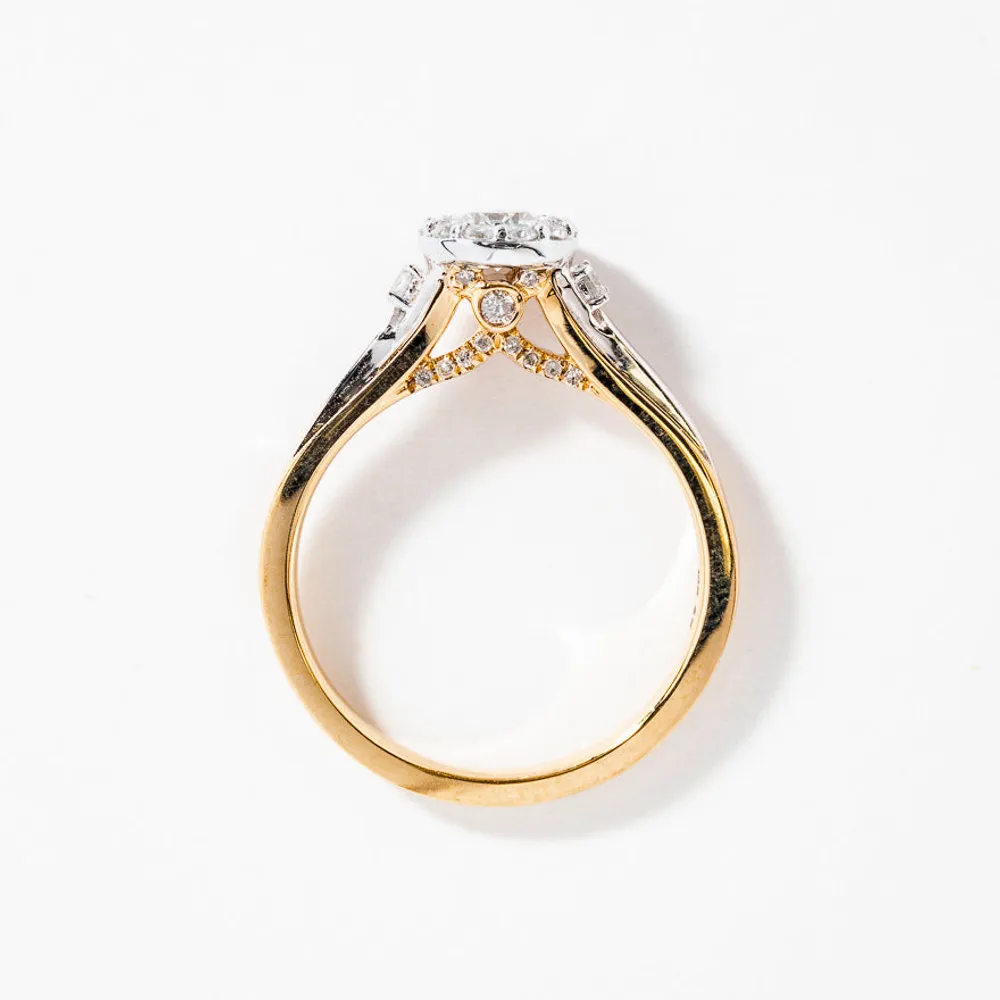 10K Yellow and White Gold Diamond Engagement Ring (0.50 ct tw)