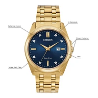 Citizen Corso Eco-Drive Blue Dial Gold Stainless Steel Watch | BM7103-