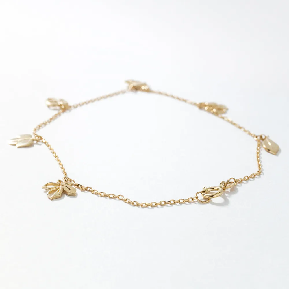 Leaf Charm Bracelet in 10K Yellow Gold