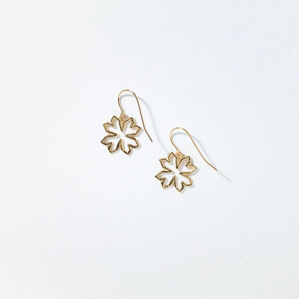 Open Leaf Drop Earrings In 10K Yellow Gold