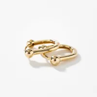 Beaded U-Clip Huggie Earrings in 10K Yellow Gold