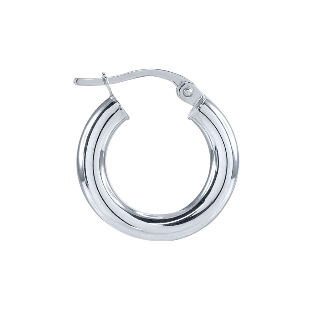 3x10mm Polished Tube Hoop Earrings in 10K White Gold