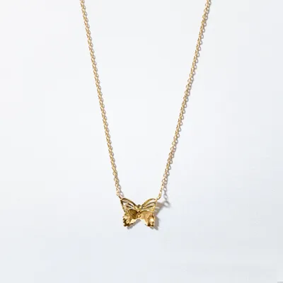 Butterfly Pendant Necklace in 10K Yellow and White Gold