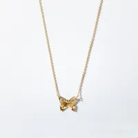 Butterfly Pendant Necklace in 10K Yellow and White Gold