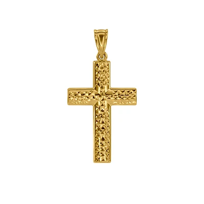 Diamond Cut Cross Pendant in 10K Yellow Gold