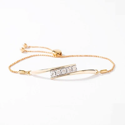 Diamond Bolo Bracelet in 10K Yellow and White Gold (0.20 ct tw)