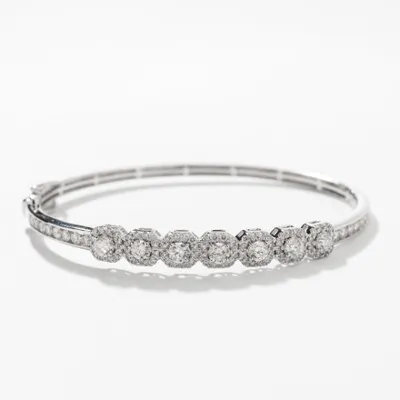Diamond Bangle Bracelet in 10K White Gold (2.56ct tw)