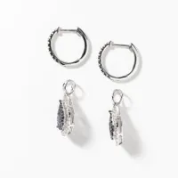 Sapphire Earrings With Diamond Accents With Removable Pear Drop in 10K