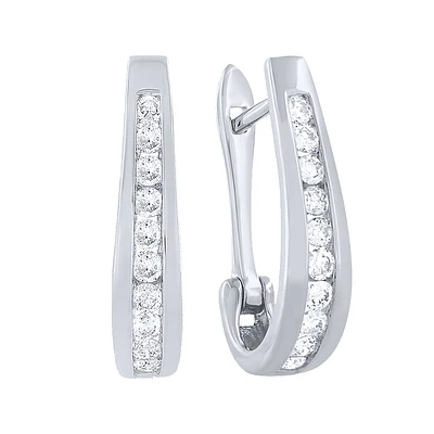Channel-Set Diamond J-Hoop Earrings in 10K Gold ( ct tw
