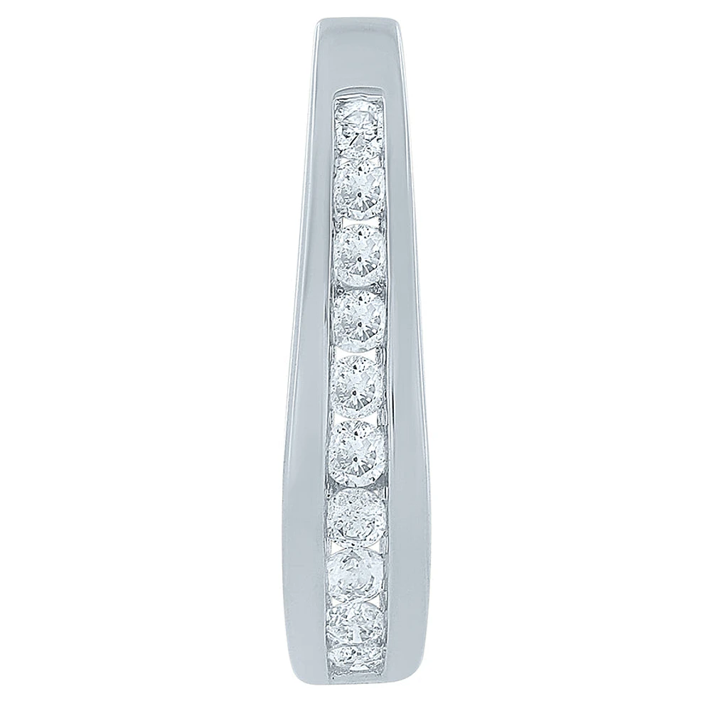 Channel-Set Diamond J-Hoop Earrings in 10K White Gold (0.50 ct tw)
