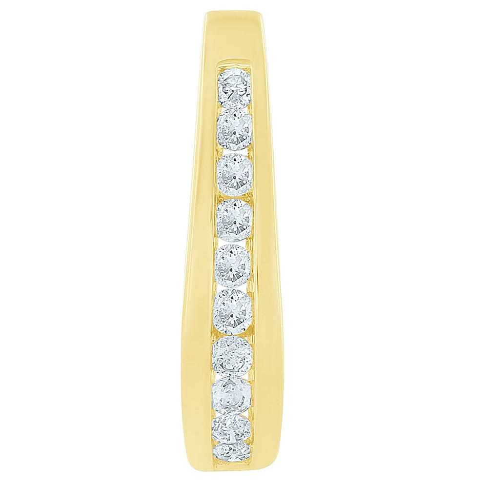 Channel-Set Diamond J-Hoop Earrings in 10K Yellow Gold (0.50 ct tw)