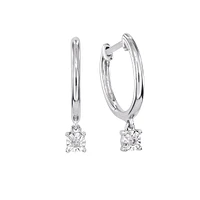 Dangle Hoop Diamond Earrings in 10K White Gold (0.06 ct tw)