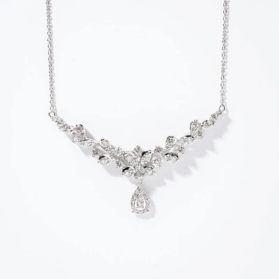 Pear Drop Diamond Necklace in 10K White Gold (2.00 ct tw)