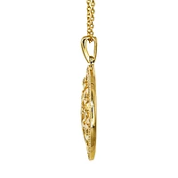 Family Tree Circle Diamond Pendant Necklace in 10K Yellow Gold (0.16ct