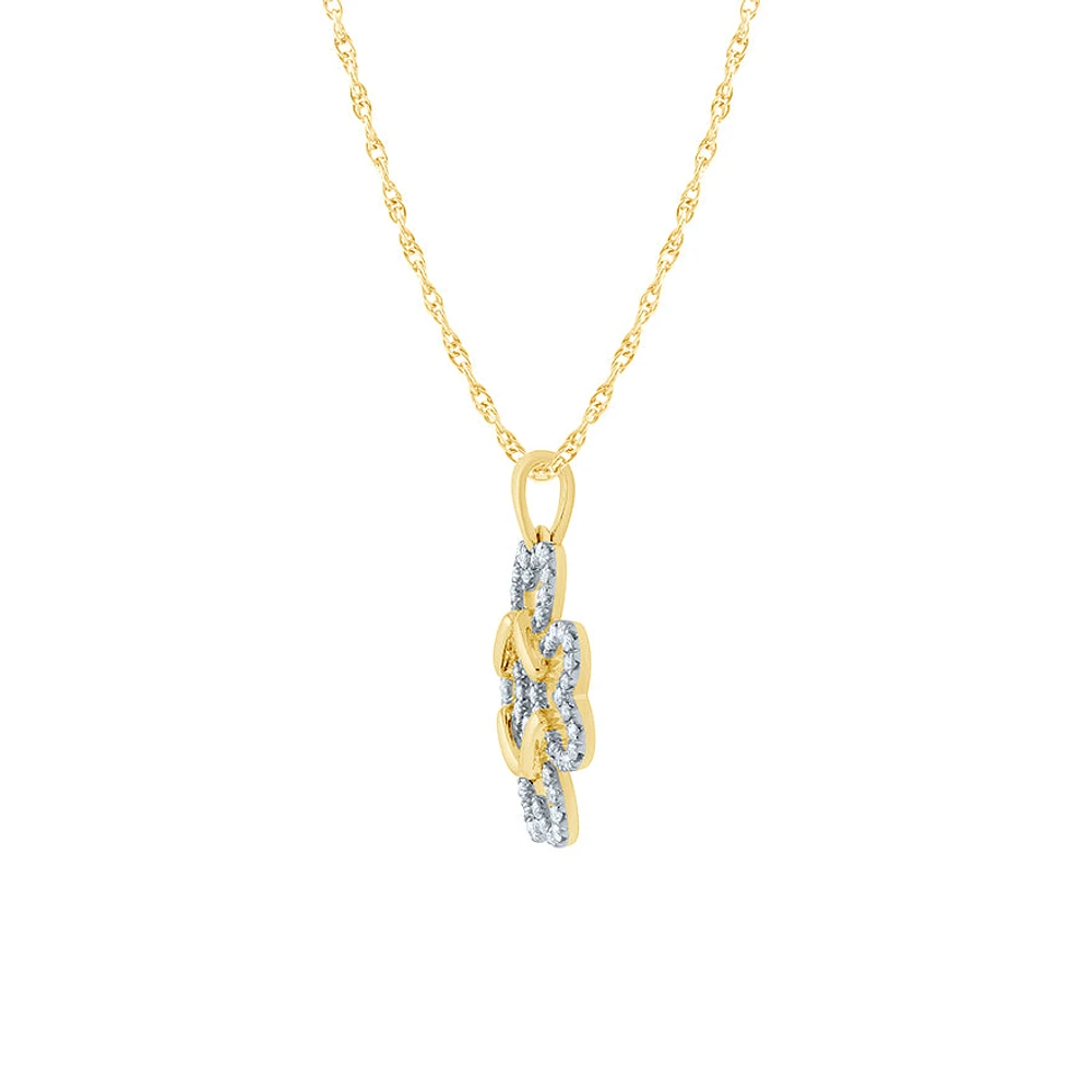Clover Heart Diamond Pendant Necklace in 10K Yellow Gold (0.25 ct tw)