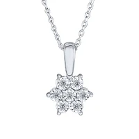 10K White Gold Diamond Cluster Flower Pendant (0.05 ct tw)