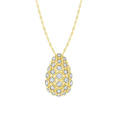 Euro-Design Domed Diamond Necklace in 10K Yellow and White Gold (0.50
