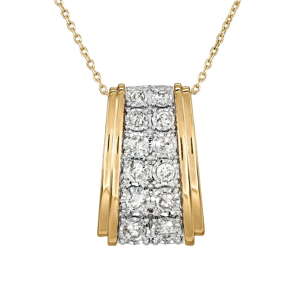 Diamond Cluster Necklace In 10K Yellow and White Gold (0.50ct tw)