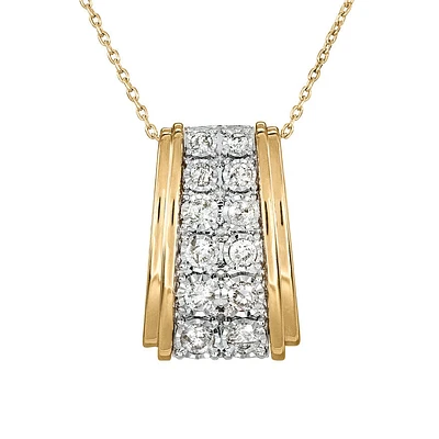Diamond Cluster Necklace In 10K Yellow and White Gold (0.50ct tw)