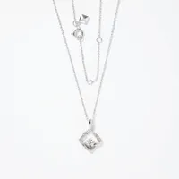 Diamond Cluster Necklace in 10K White Gold (0.20 ct tw)