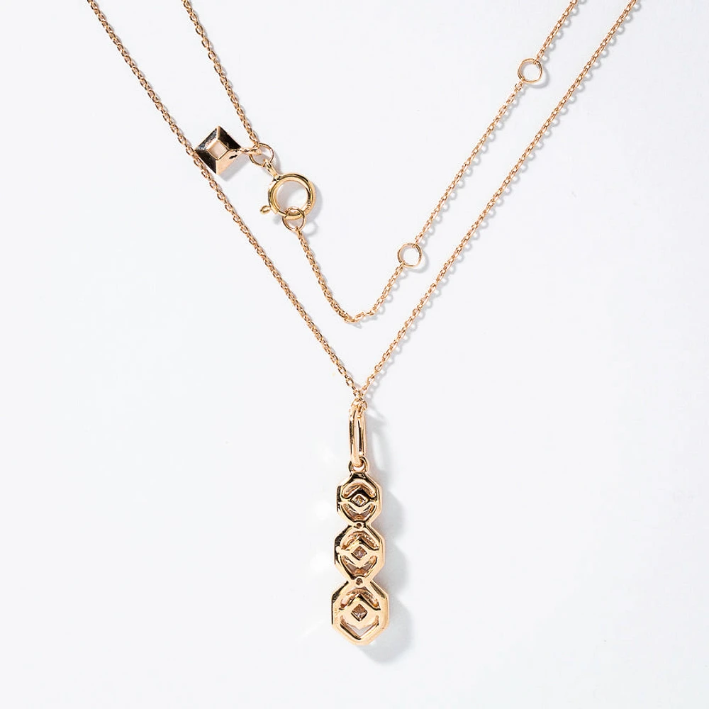 Vertical Diamond Pendant in 10K Yellow and White Gold (0.40 ct tw)