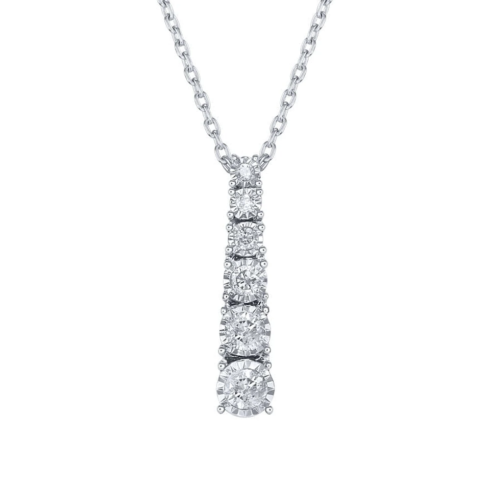 Diamond Drop Pendant in 10K White Gold (0.20 ct tw)