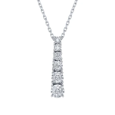 Diamond Drop Pendant in 10K White Gold (0.20 ct tw)