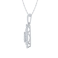 10K White Gold Pear Shape Diamond Cluster Pendant (1.00 ct tw)