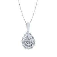 10K White Gold Pear Shape Diamond Cluster Pendant (1.00 ct tw)