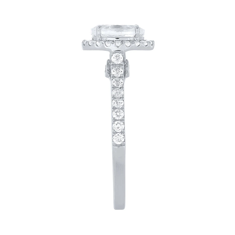 Oval Cut Diamond Halo Engagement Ring 14K White Gold (1.38 ct tw)