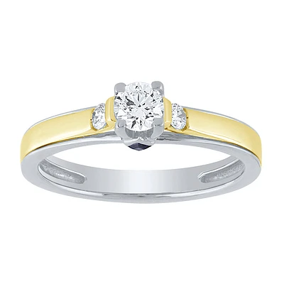 -Robin- Engagement Ring With Sapphire Accents Two-Tone 14K White an