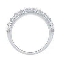 Diamond Cluster Dinner Ring 10K White Gold (1.00 ct tw)