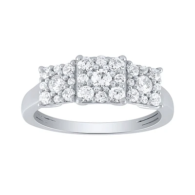 Diamond Cluster Dinner Ring 10K White Gold (0.72 ct tw)