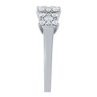 Diamond Cluster Dinner Ring 10K White Gold (0.72 ct tw)