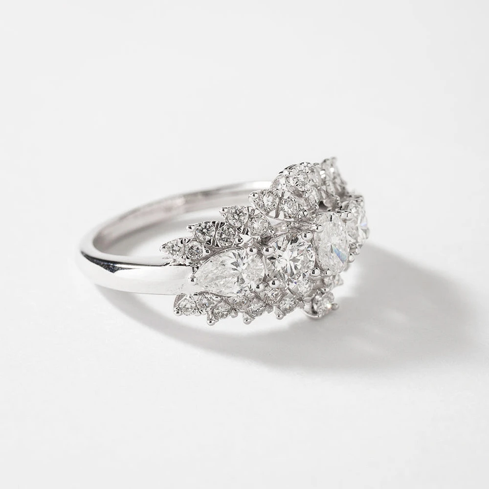 Diamond Cluster Ring 14K White Gold (1.72 ct tw)