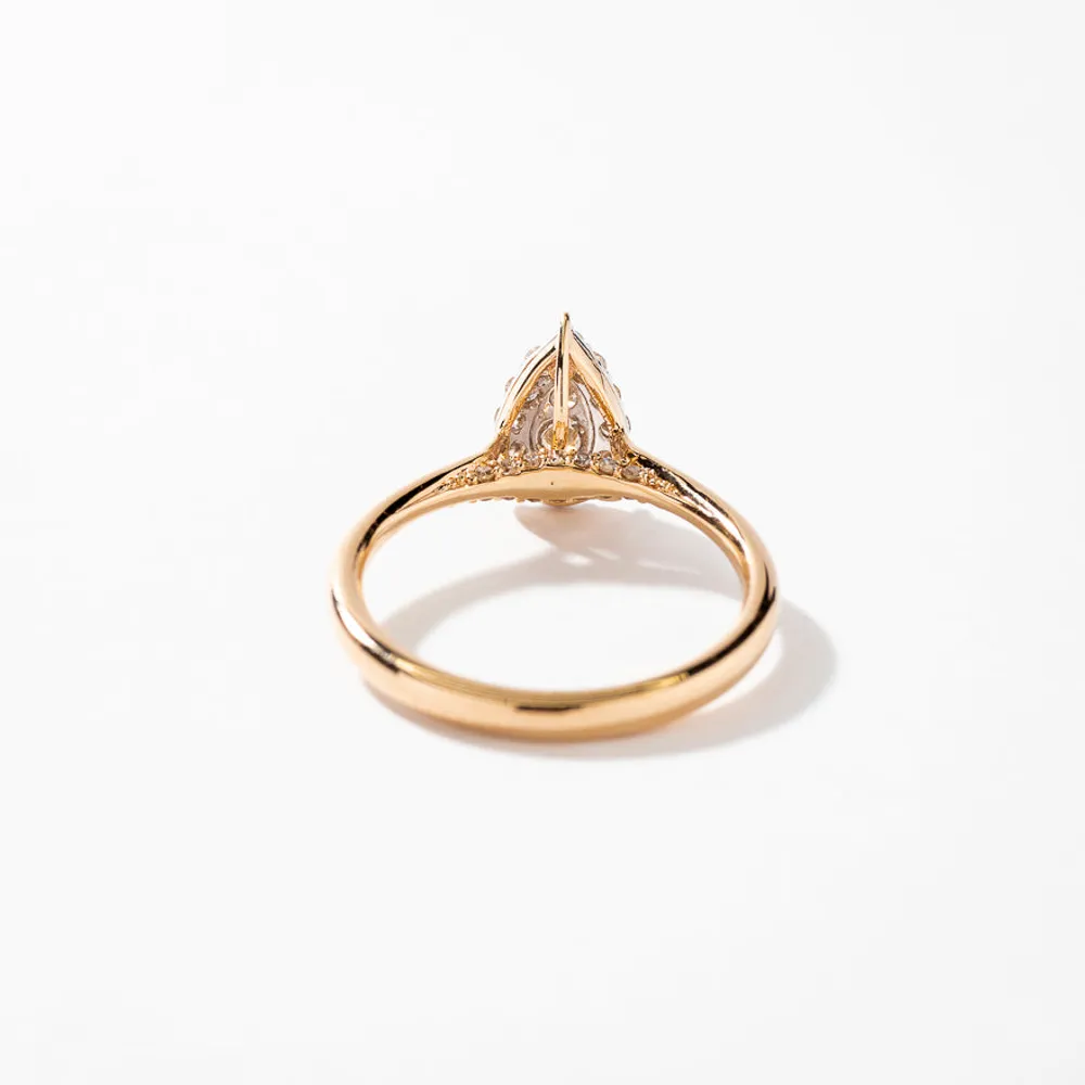 Pear Shape Diamond Cluster Ring 10K Yellow and White Gold (0.40 ct