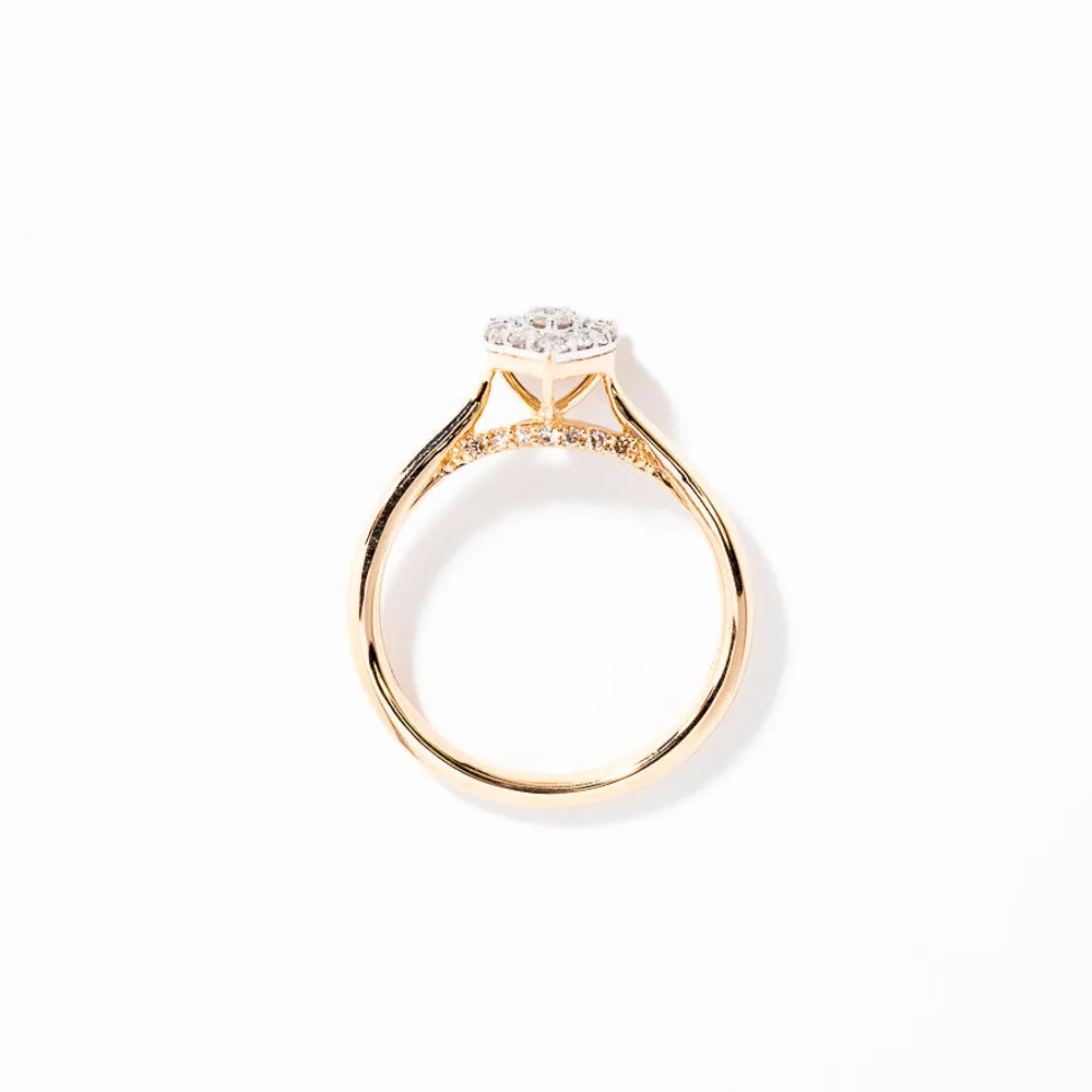 Pear Shape Diamond Cluster Ring 10K Yellow and White Gold (0.40 ct