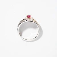 Oval Ruby Ring with Diamond Accents 10K Yellow and White Gold