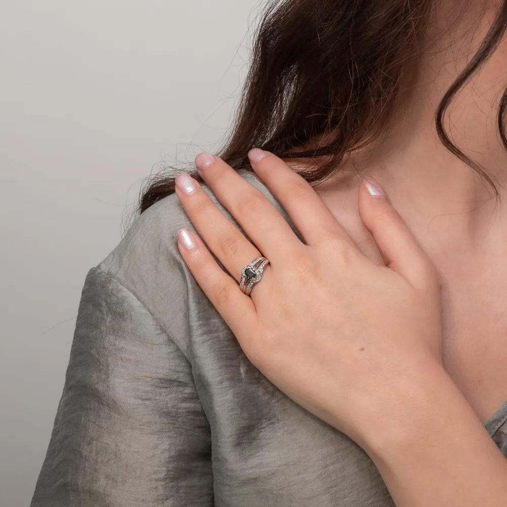 Oval Sapphire Ring With Diamond Accents 10K Yellow and White Gold