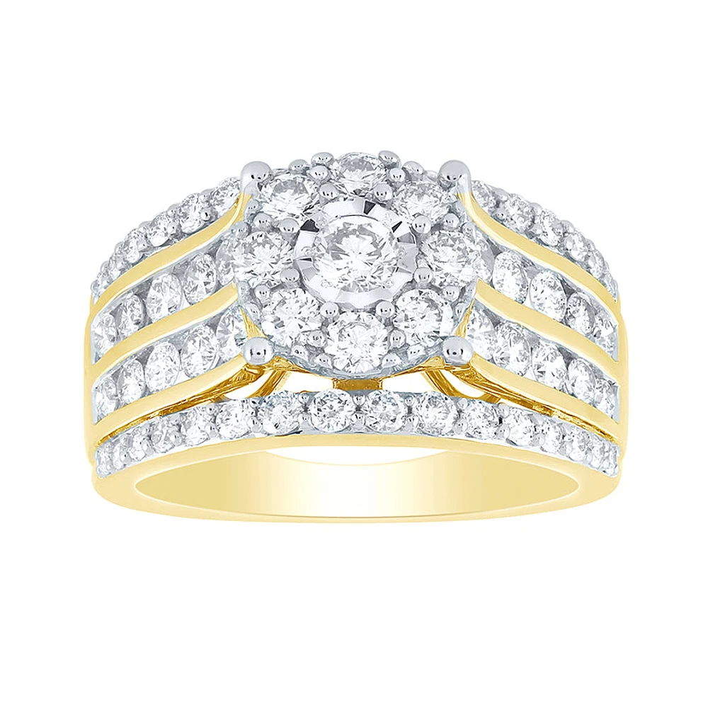 Diamond Cluster Ring 10K Yellow Gold (2.00 ct tw)