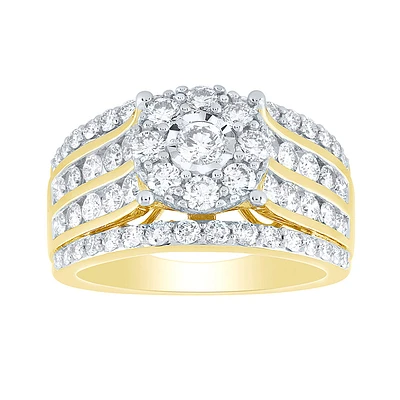 Diamond Cluster Ring 10K Yellow Gold (2.00 ct tw)