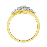 -Lilith- 10K Yellow and White Gold Diamond Cluster Ring (0.20 ct tw)